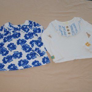 Janie Jack Matilda Jane Girls Long Sleeve Floral Blue White Top Tunic 2t